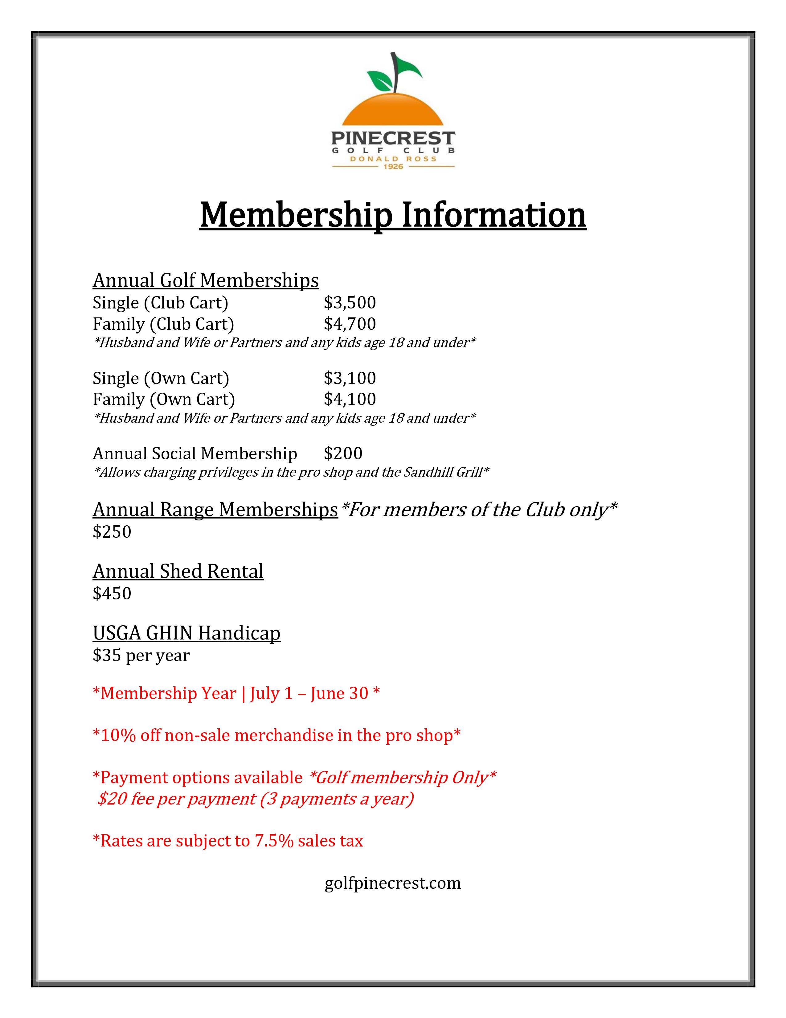 Pinecrest Membership Document